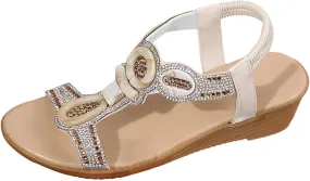 Women's Wedge Sandals Elegant Open Toe Ankle Strap Sandals Summer Beach Casual Walking Wedge Wide for Women