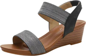Womens Wedge Sandals Low: Low Wedge Sandals Women Comfortable Dressy Walking Elastic Strappy Open Toe Rhinestone Shoes 2025