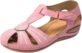 Women's Wedge Sandals Summer:Bohemia Ankle Strap Wedge Sandals Closed Toe Wedge Shoes Platform Dressy Wedge Sandal 2025