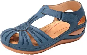 Women's Wedge Sandals Summer:Bohemia Ankle Strap Wedge Sandals Closed Toe Wedge Shoes Platform Dressy Wedge Sandal 2025