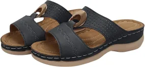 Women's Wedges Sandals Casual Hollow Out Open Toe Sandal Dressy Platform Silp On Slippers Comfortable Breathable Walking Sandals Comfy Orthopedic Arch Support Shoes