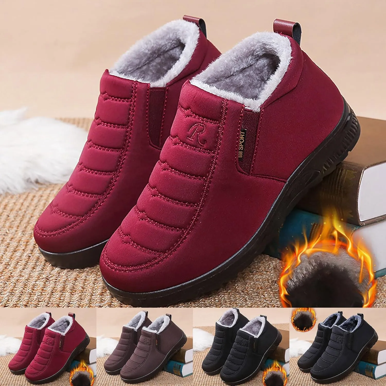 Womens Winter Snow Boots Ankle Boots for Women Insulated Warm Winter Shoes Anti-Slip Slip On Walking Boots Comfortable Outdoor Boot Fahion Sneakers Platform Boots Cozy Cute Boots
