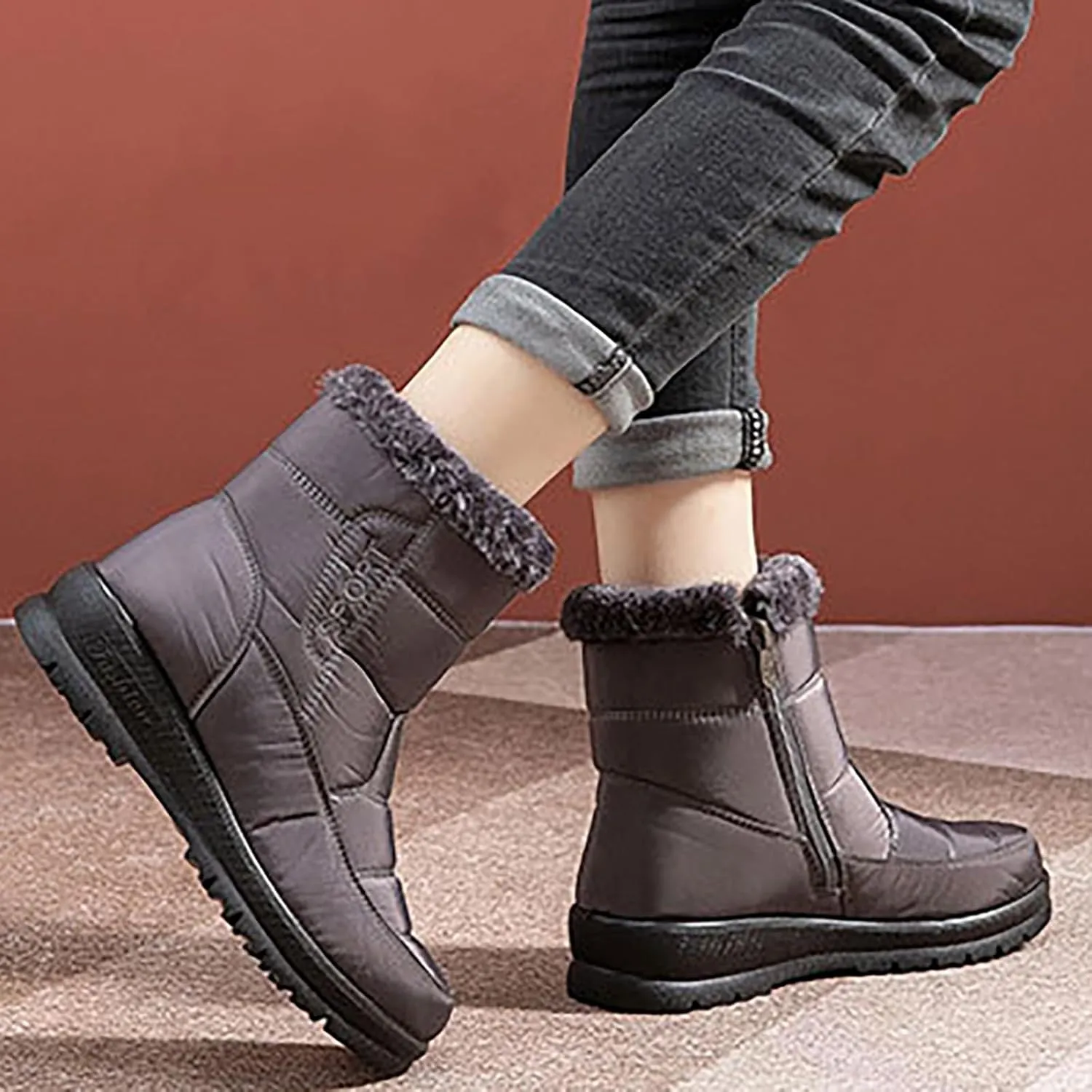 Women's Winter Snow Boots Platform Ankle Boots for Women Warm Fleece Lined Cold Weather Boots Fashion Sneakers for Ladies Water-proof Outdoor Boots Non-Slip Shoes Comfortable Slip On Mid Calf Boots
