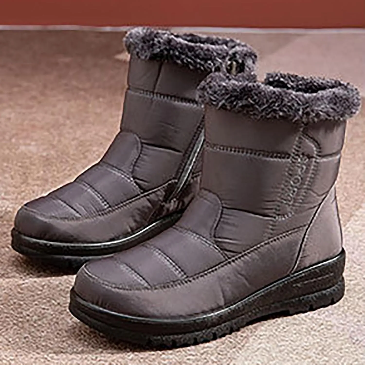Women's Winter Snow Boots Platform Ankle Boots for Women Warm Fleece Lined Cold Weather Boots Fashion Sneakers for Ladies Water-proof Outdoor Boots Non-Slip Shoes Comfortable Slip On Mid Calf Boots