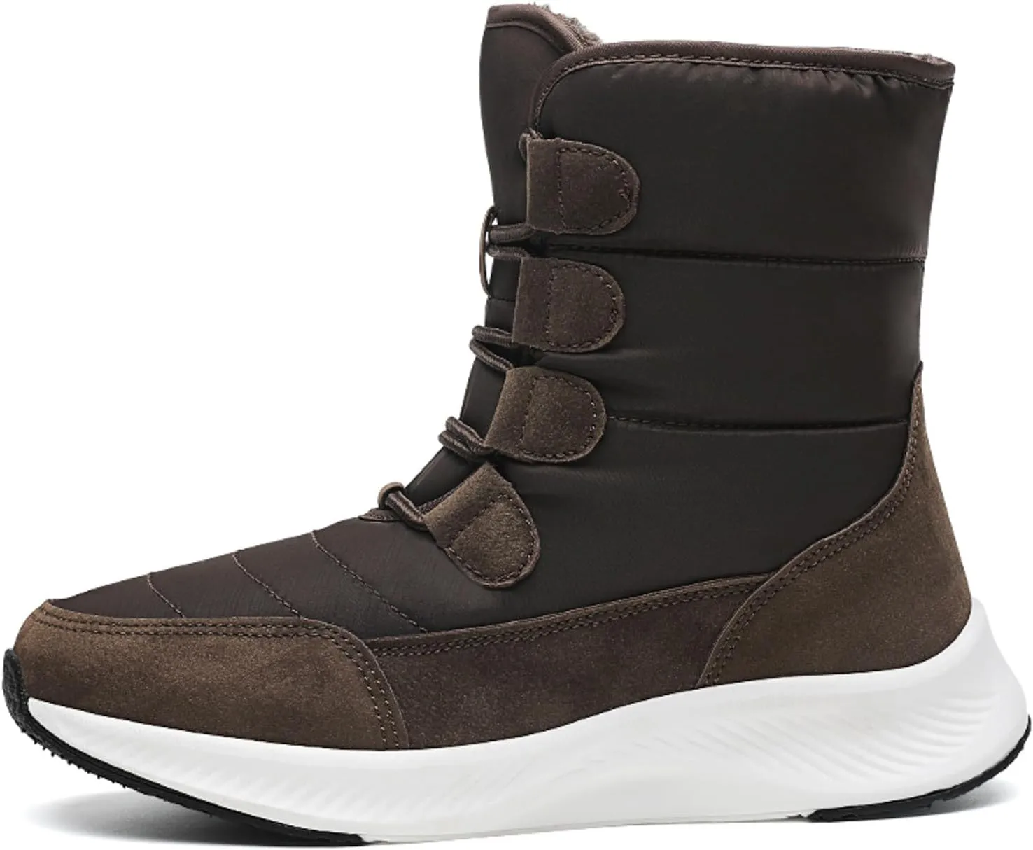 Women's Winter Snow Boots Warm Fleece Lined Insulated Cold-Weather Boots Non-Slip Water-proof Outdoor Boots Lace-Up Mid Calf Booties Comfortable Walking Hiking Shoes Thick Bottom Soft