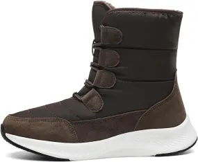 Women's Winter Snow Boots Warm Fleece Lined Insulated Cold-Weather Boots Non-Slip Water-proof Outdoor Boots Lace-Up Mid Calf Booties Comfortable Walking Hiking Shoes Thick Bottom Soft