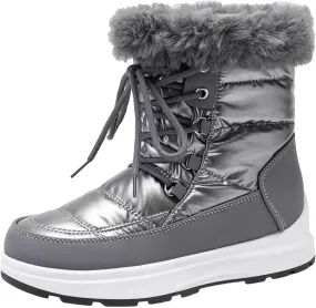 Women's Winter Snow Boots Waterproof Mid-Calf Booties Warm Faux Fur Lined Boots Anti-Slip Ankle Boots Walking Shoes