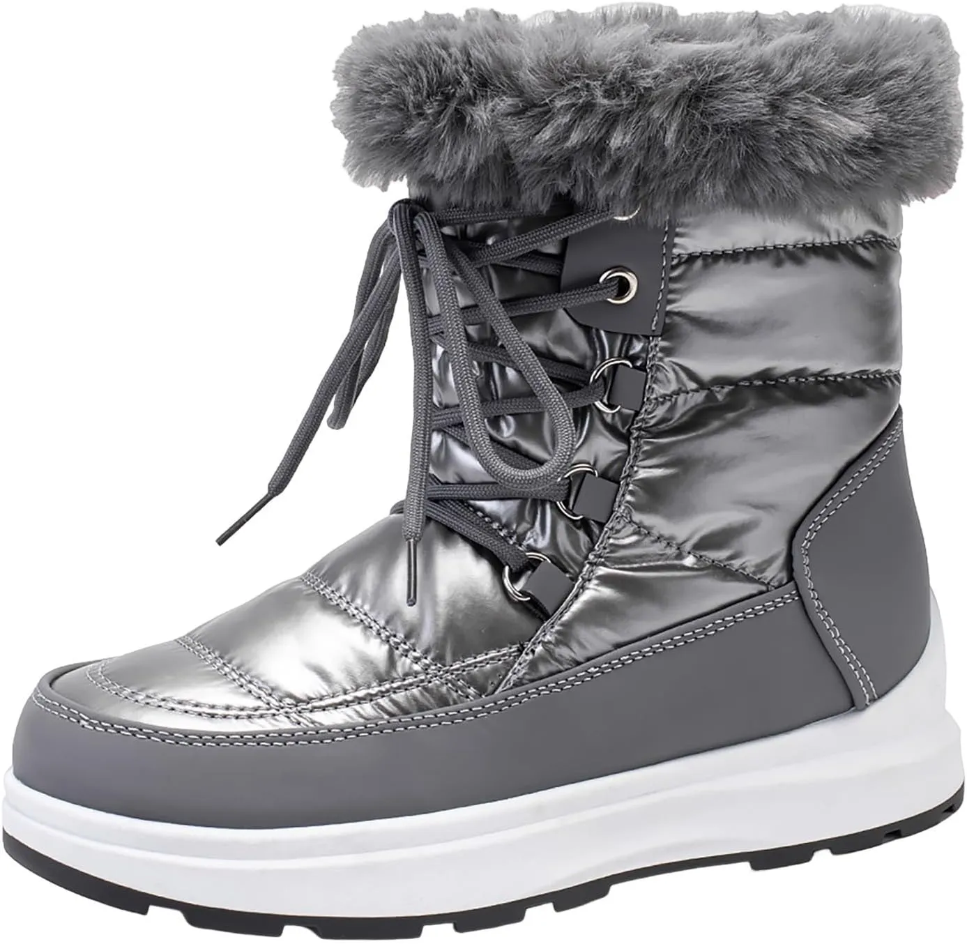 Women's Winter Snow Boots Waterproof Mid-Calf Booties Warm Faux Fur Lined Boots Anti-Slip Ankle Boots Walking Shoes