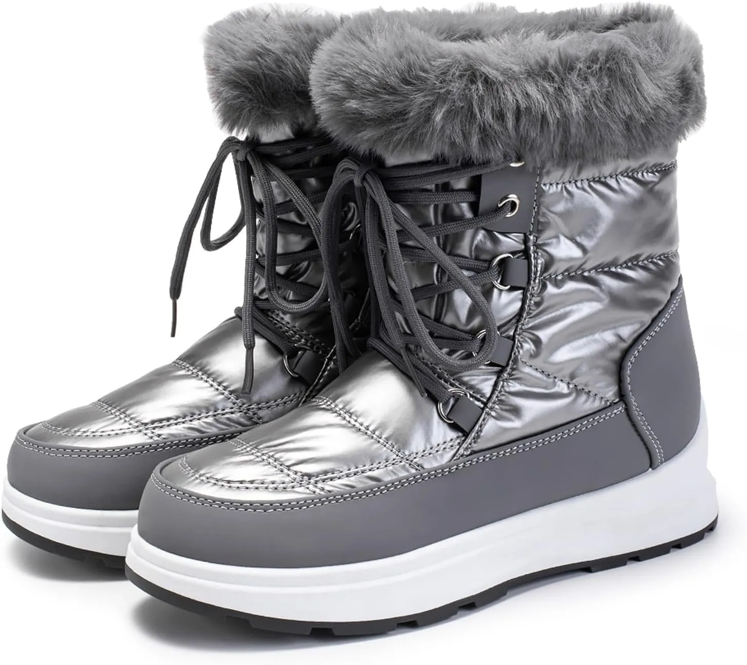 Women's Winter Snow Boots Waterproof Mid-Calf Booties Warm Faux Fur Lined Boots Anti-Slip Ankle Boots Walking Shoes