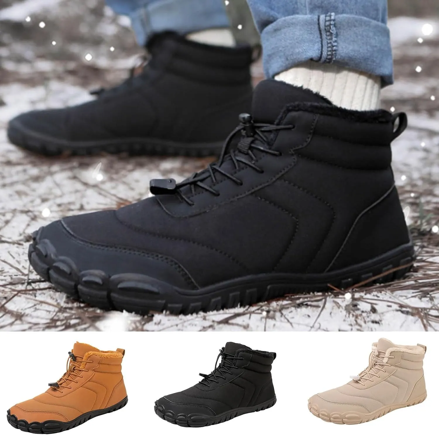 Women's Winter Snow Boots,Warm Comfortable Faux Fur Insulated Non-Slip Outdoor Lace-Up Mid Calf Booties Hiking Shoes