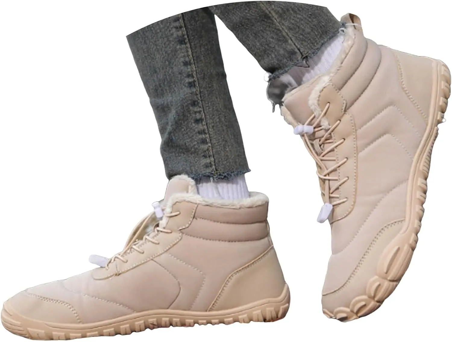 Women's Winter Snow Boots,Warm Comfortable Faux Fur Insulated Non-Slip Outdoor Lace-Up Mid Calf Booties Hiking Shoes