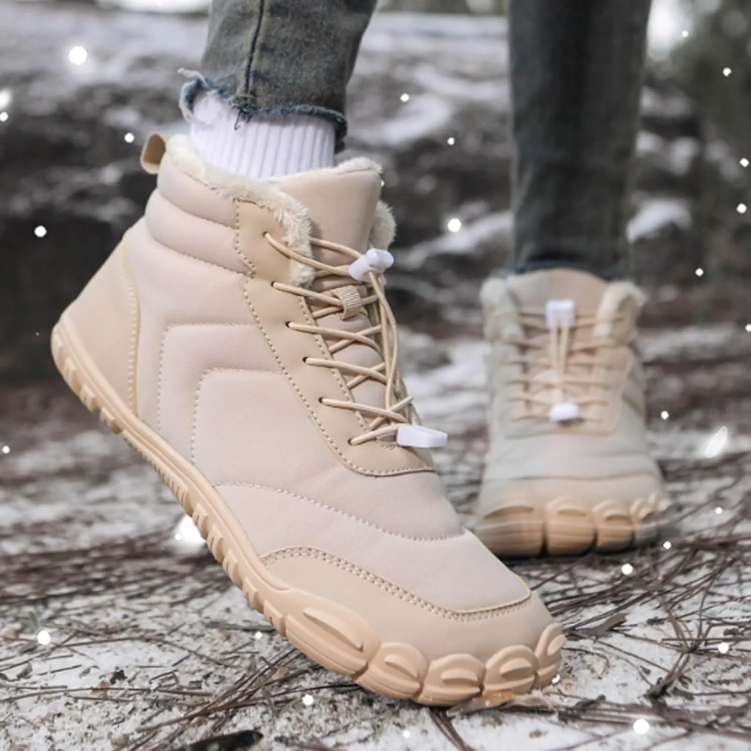 Women's Winter Snow Boots,Warm Comfortable Faux Fur Insulated Non-Slip Outdoor Lace-Up Mid Calf Booties Hiking Shoes