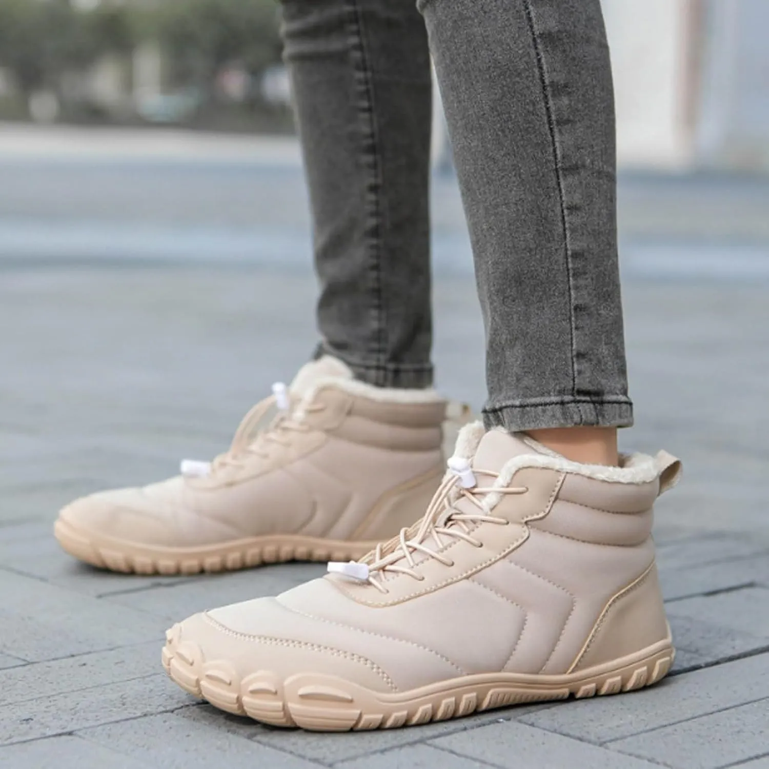Women's Winter Snow Boots,Warm Comfortable Faux Fur Insulated Non-Slip Outdoor Lace-Up Mid Calf Booties Hiking Shoes