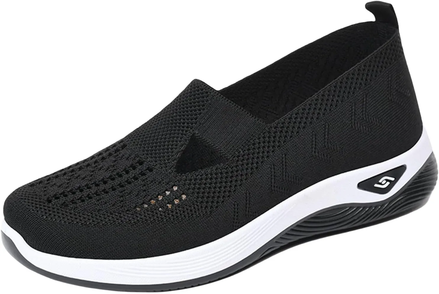 Women's Woven Orthopedic Breathable Soft Shoes Knit Mesh Diabetic Foam Shoes Casual Slip On Walking Sneakers with Plantar Fasciitis Comfort Slow Sports Shoe
