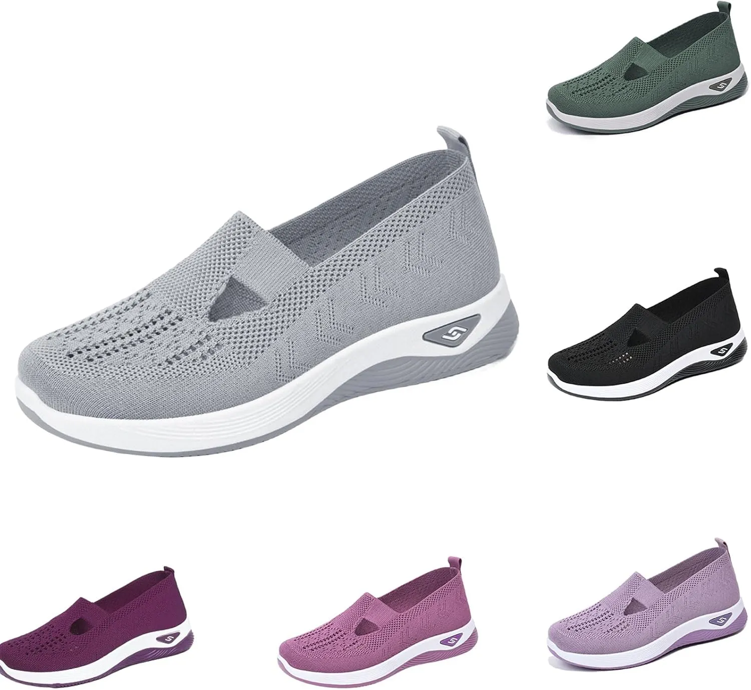 Women's Woven Orthopedic Breathable Soft Shoes Knit Mesh Diabetic Foam Shoes Casual Slip On Walking Sneakers with Plantar Fasciitis Comfort Slow Sports Shoe