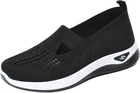 Women's Woven Orthopedic Breathable Soft Shoes Knit Mesh Diabetic Foam Shoes Casual Slip On Walking Sneakers with Plantar Fasciitis Comfort Slow Sports Shoe