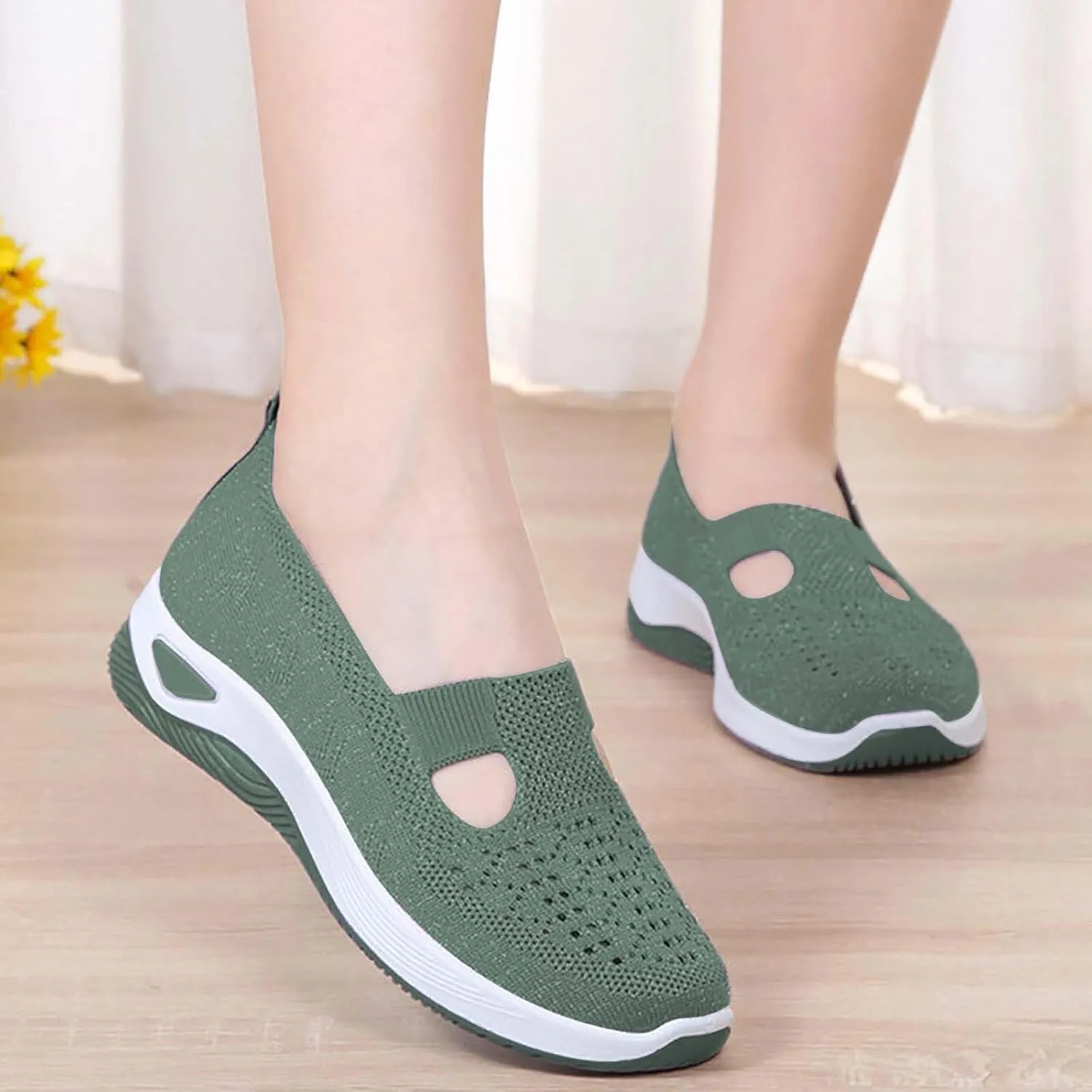 Women's Woven Orthopedic Breathable Soft Shoes Walking Shoes Women Comfortable Brown Casual Shoes Casual Sneakers Slip On Tennis Shoe Loafers Dress Shoe