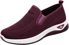 ZWRXW Women's Woven Orthopedic Shoes Diabetic Arch Support Slip On Walking Shoes Mesh Up Running Going Out Flat Sneaker Comfortable Lightweight Breathable Soft Shoe Healthy Footwear