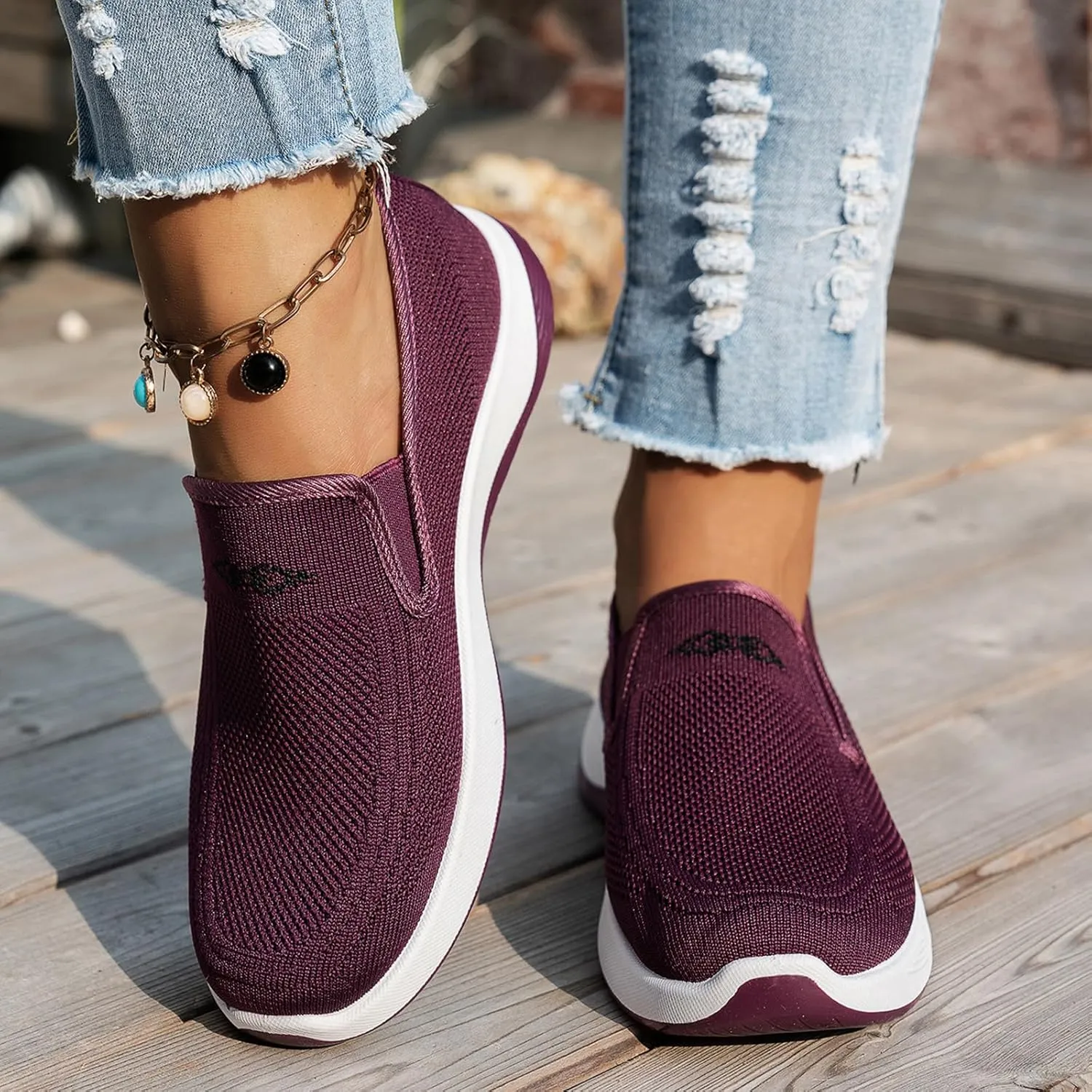ZWRXW Women's Woven Orthopedic Shoes Diabetic Arch Support Slip On Walking Shoes Mesh Up Running Going Out Flat Sneaker Comfortable Lightweight Breathable Soft Shoe Healthy Footwear
